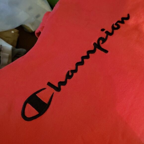 EUC Ombre Coral Purple Champion Hoodie Sweatshirt Youth Sz L - Picture 5 of 8